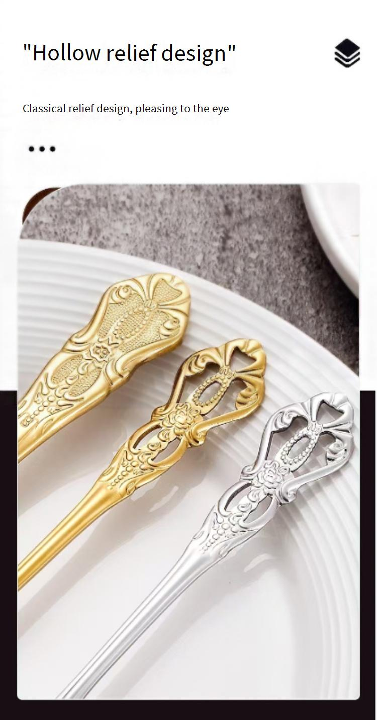 5-Piece Stainless Steel Cutlery Set – Elegant Embossed & Hollow-Out Design, Mirror-Polished Flatware For Wedding, Banquet & Luxury Dining_voghion.com