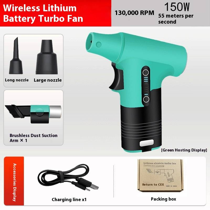 Dual-Purpose Turbo Fan - 130,000 RPM Handheld Blower & Vacuum, Portable Cooling Fan With 3 Speeds, Rechargeable Battery For Indoor & Outdoor Use_voghion.com