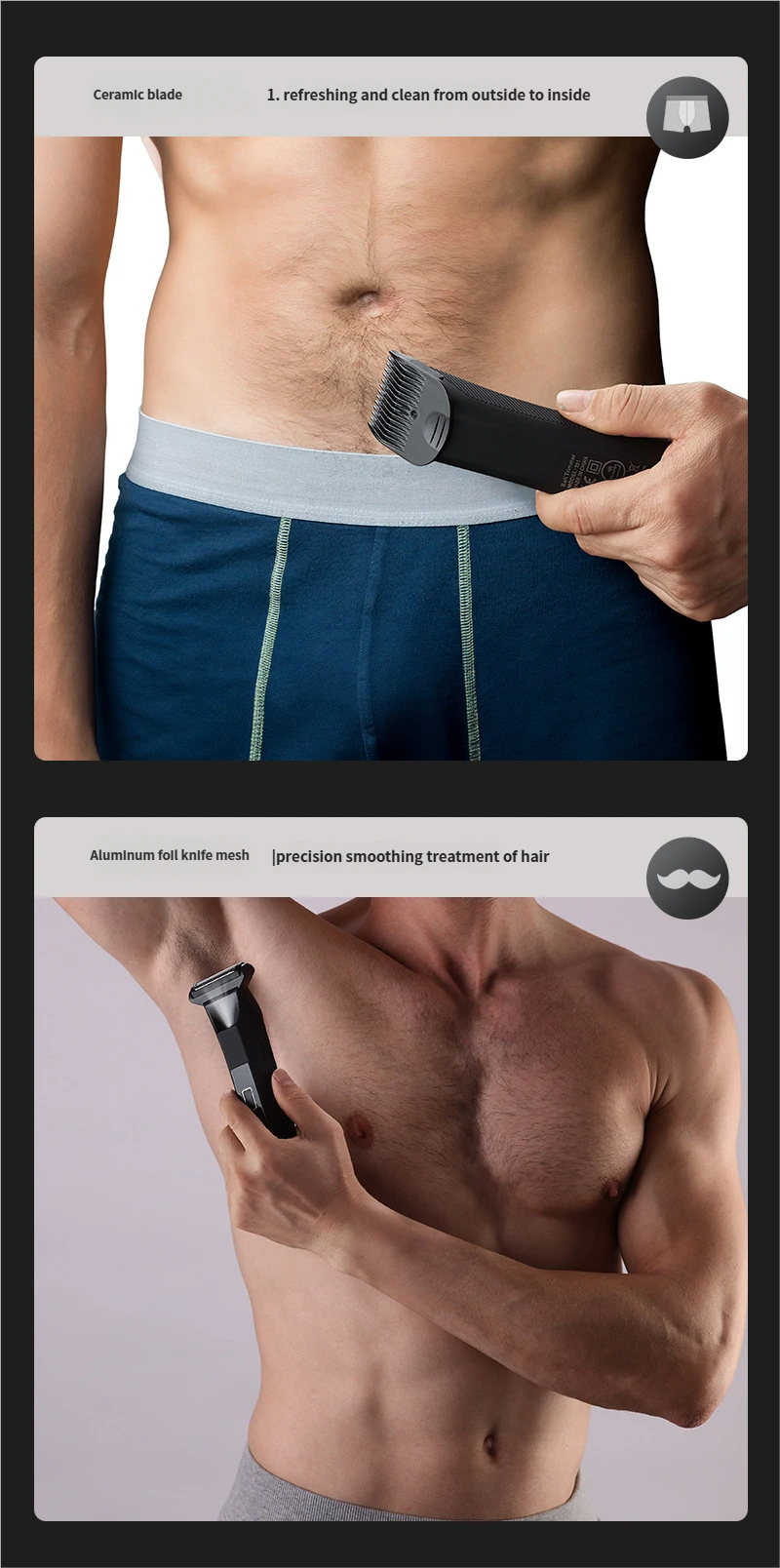 2-in-1 elektrische lichaamshaartrimmer, waterdichte knipbeurt voor het hele lichaam, scheermes, mannelijke en vrouwelijke intieme haarverzorging, schaamhaar- en beenhaartrimmer_voghion.com
