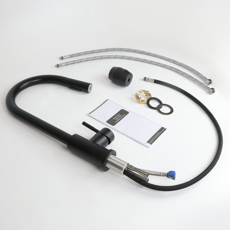 Glitzerlife Wasserhahn Küche Küchenarmatur Schwarz - Ausziehbar Spültischarmatur Mit Brause Mischbatterie 360° Drehbar Armatur Edelstahl Mit 2 Strahlarten Matt_voghion.com