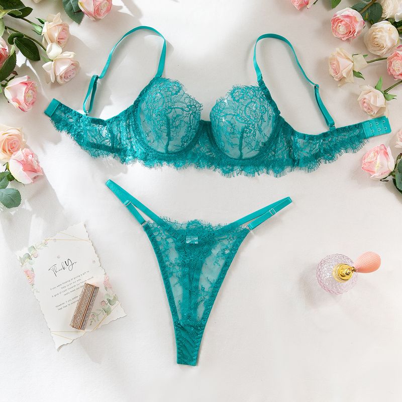 Women's Intimates Big Chest Small Thin Hollow Bra Thong Women's Underwear Set_voghion.com
