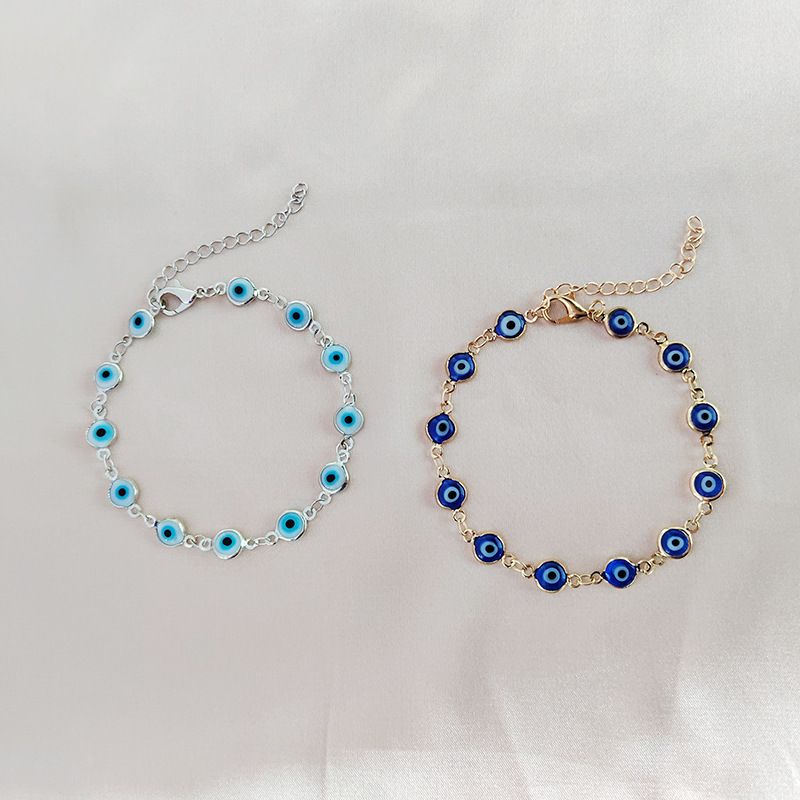 Braccialetto del diavolo alla moda per donna, in lega, con goccia d'olio, con occhio blu turco, catena da polso_voghion.com