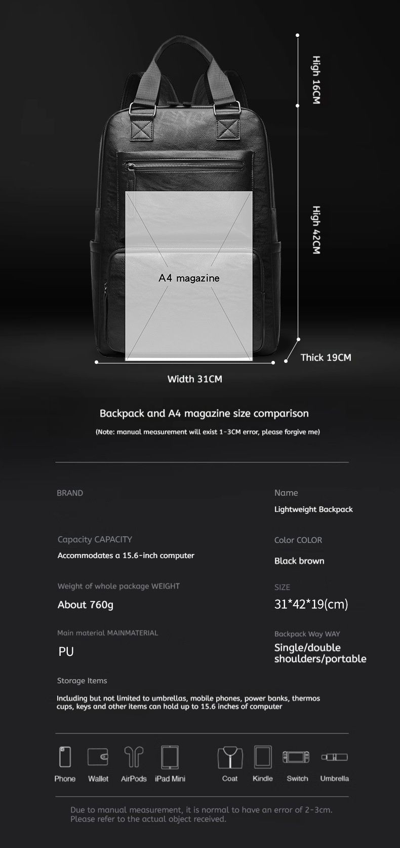 Retro Men's High-end Business Backpack, Large Capacity Trendy Outdoor Travel Bag, Commuting Computer Backpack_voghion.com