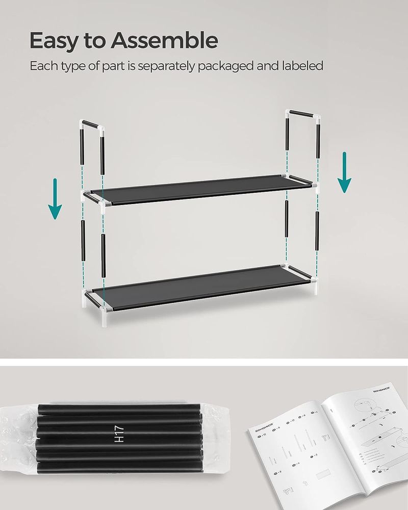 Home Furniture Hot Selling 3 Layer Splicing Assembly Multifunctional Shoe Cabinet Dormitory Door Shoe Rack Iron Bedroom Simple Shoe Rack_voghion.com