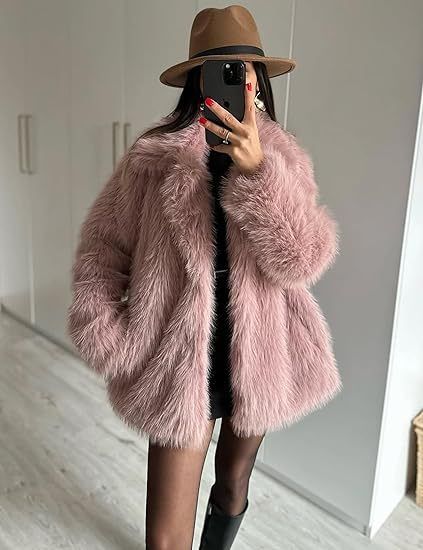 Women's Faux Fur Jacket With Fox Fur Collar - Winter Warm Short Coat For Plus Size, Elegant & Stylish Outerwear (White, Beige, Dark Gray)_voghion.com