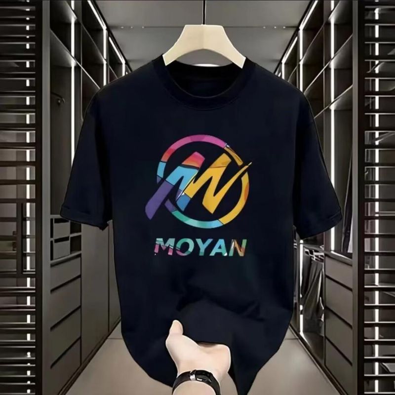 T-shirt a maniche corte in puro cotone di alta qualità, scollo rotondo alla moda da uomo, stampa con lettere, versatile di alta qualità, lusso leggero,_voghion.com