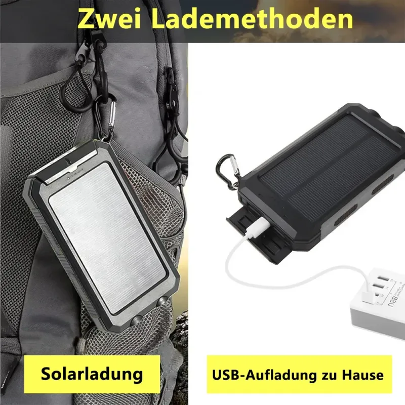 20000 MAh Solar Power Bank Portable Charger External Battery With SOS Flashlight 2-USB Outdoor Powerbank_voghion.com
