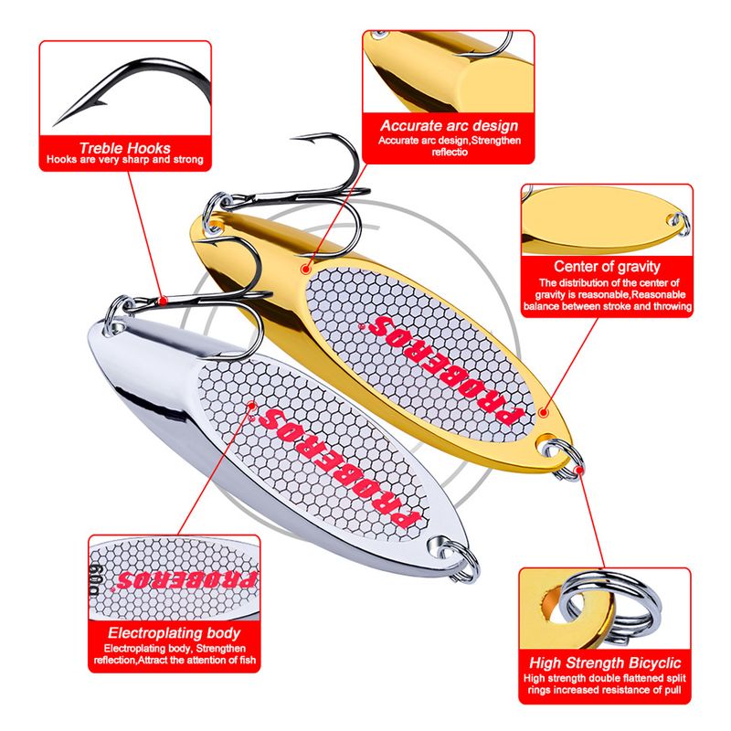 Esca affondante lucida a lunga gittata per la pesca in acqua dolce con amo a piuma ardiglione 3G-60G oro argento_voghion.com