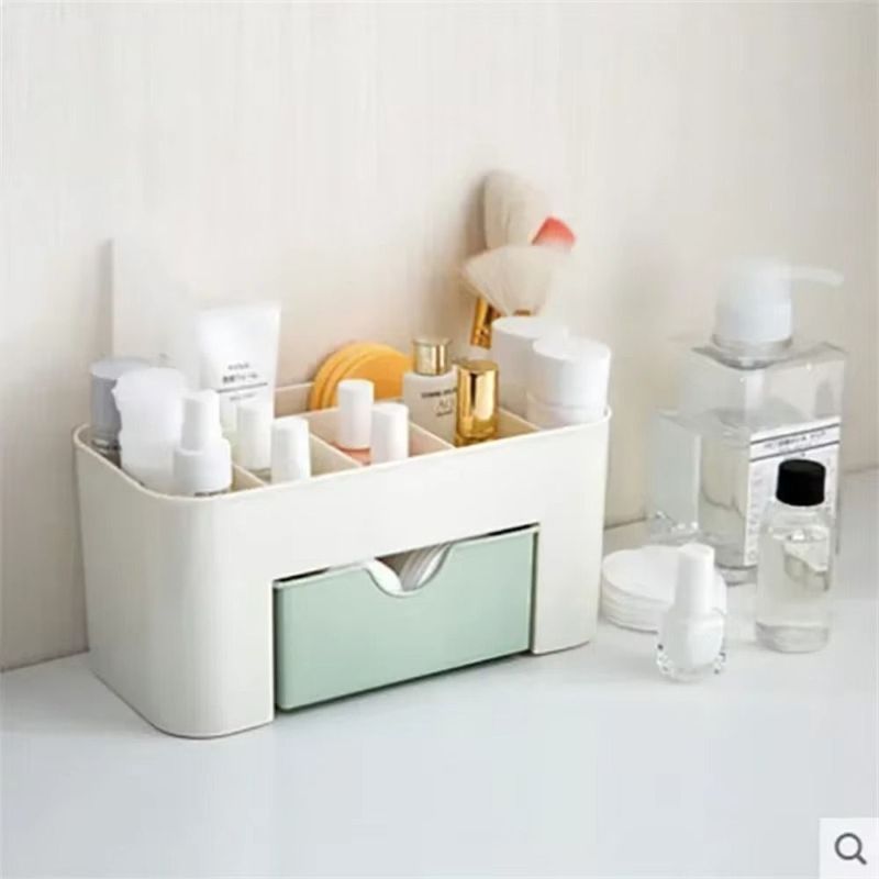 Plastic Cosmetic Organizer - 5-Drawer Makeup Storage Box Clear Vanity Case With Mirror Desktop Size_voghion.com