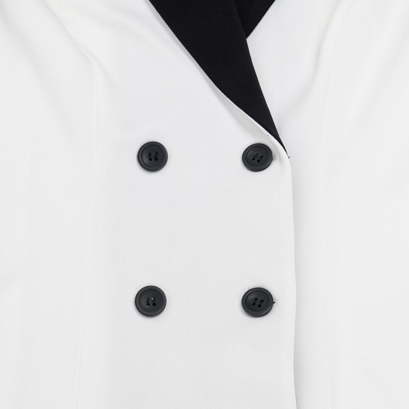 Conjunto de terno elegante com painel de renda elástica para mulheres - Blazer e calça slim fit (preto/roxo/azul, P-3GG)_voghion.com