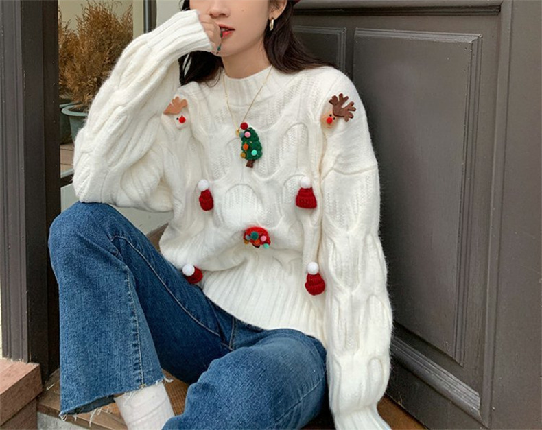 Lockerer, lässiger Weihnachtspullover für Damen_voghion.com