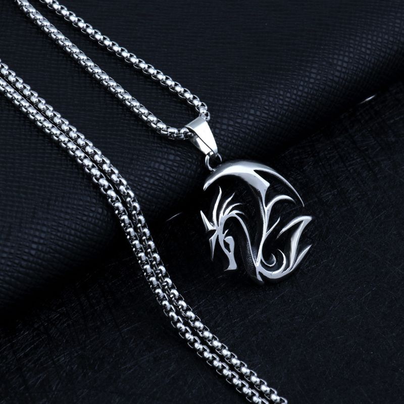 Necklace Men's Jewelry Fashion Exquisite Titanium Personalized Flying Dragon Pendant_voghion.com