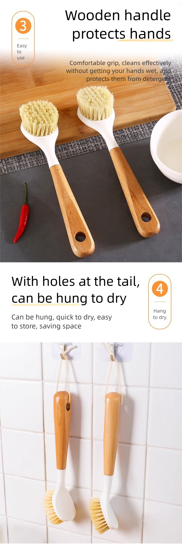 Haushalts-Küchenhelfer: Reinigungsbürste für Töpfe, Antihaftbeschichtungen, Geschirr, zum Entkalken und Entfernen von Ölflecken_voghion.com