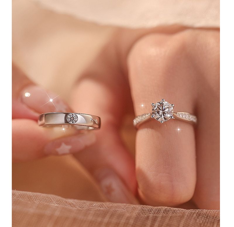 Anelli di fidanzamento e proposta di matrimonio con diamanti da 1 carato, regolabili, per uomo e donna, con moissanite simulata._voghion.com