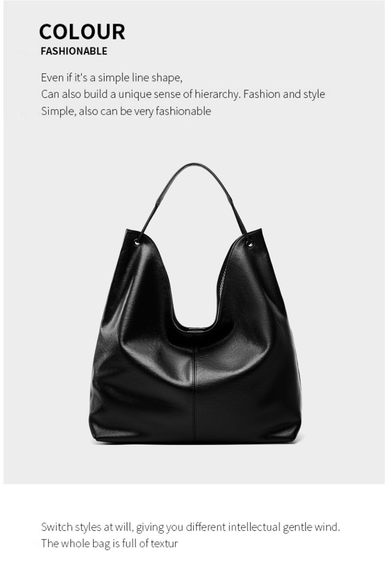 Nuova borsa tote in pelle bovina conciata al vegetale, versatile, capiente e versatile, con una sola spalla, ideale per i pendolari._voghion.com