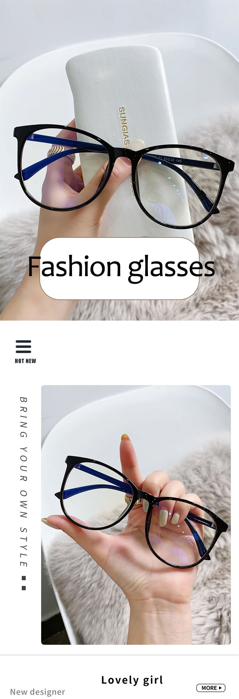 Occhiali da vista rotondi anti luce blu trasparenti da donna e da uomo, alla moda_voghion.com