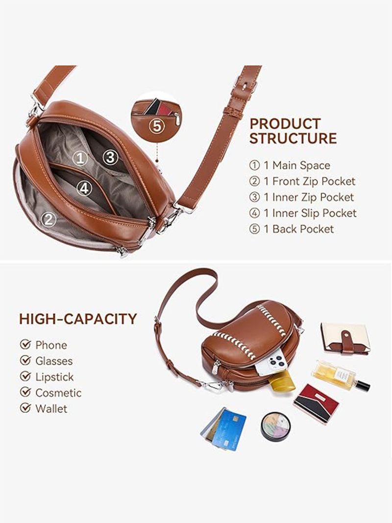 Borsa a tracolla da baseball per donna, piccola borsa a tracolla da baseball, in pelle vegana, per sport da mamma e softball_voghion.com