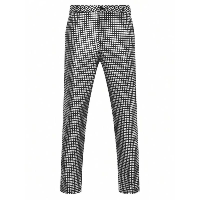 Premium Products 2025 Herren glänzende Hose mit geradem Bein, Oberbekleidung, Performance-Hose, Nachtclub, Bühnenperformance, karierte Hose_voghion.com