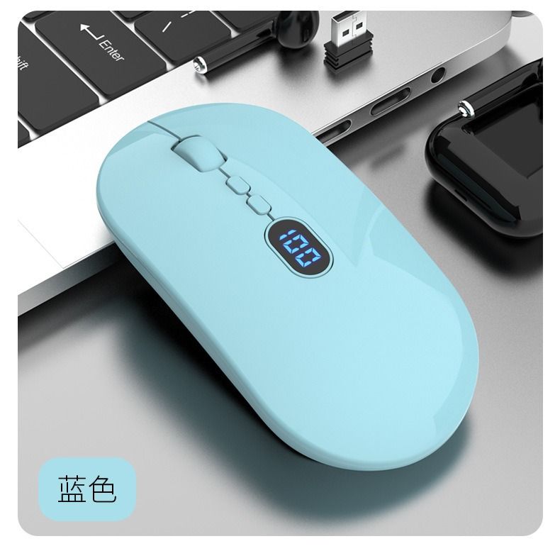 New USB With Screen Power Display Wireless Dual Mode Bluetooth Rechargeable Laptop Office Silent Mouse_voghion.com