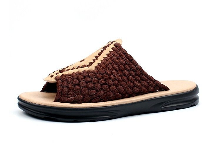 2025 Neue gestrickte Sommersandalen für Herren, trendige, lässige Strandschuhe mit dicker Sohle_voghion.com