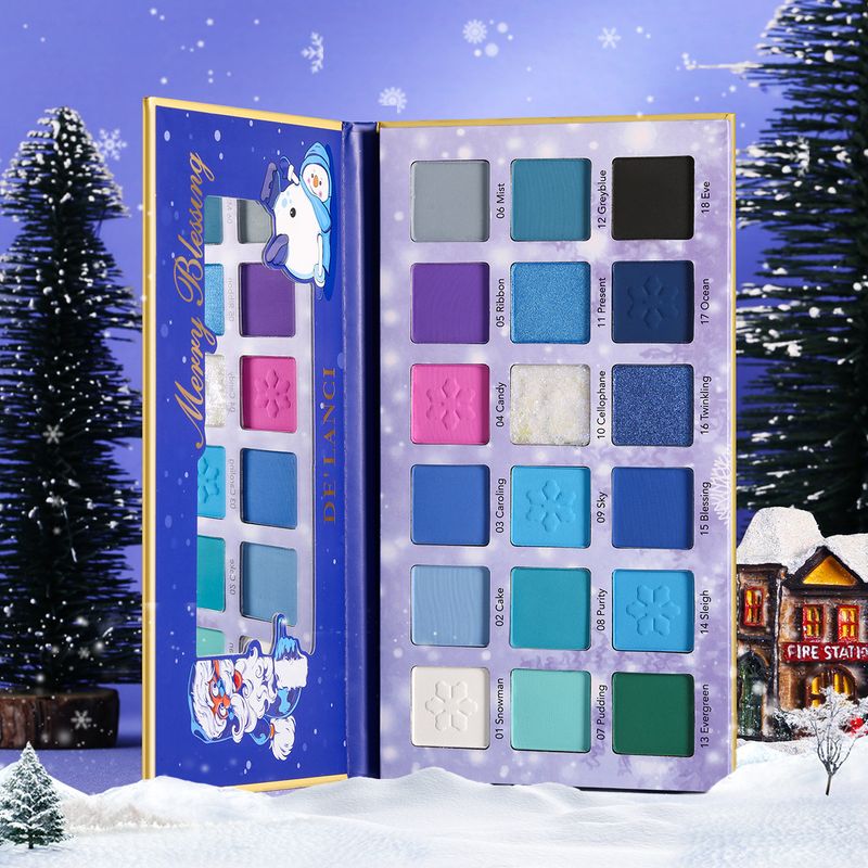 18 farbe lidschatten tablett Weihnachten Rot grün serie schnee Blau perle matt gold zwiebel make-up_voghion.com