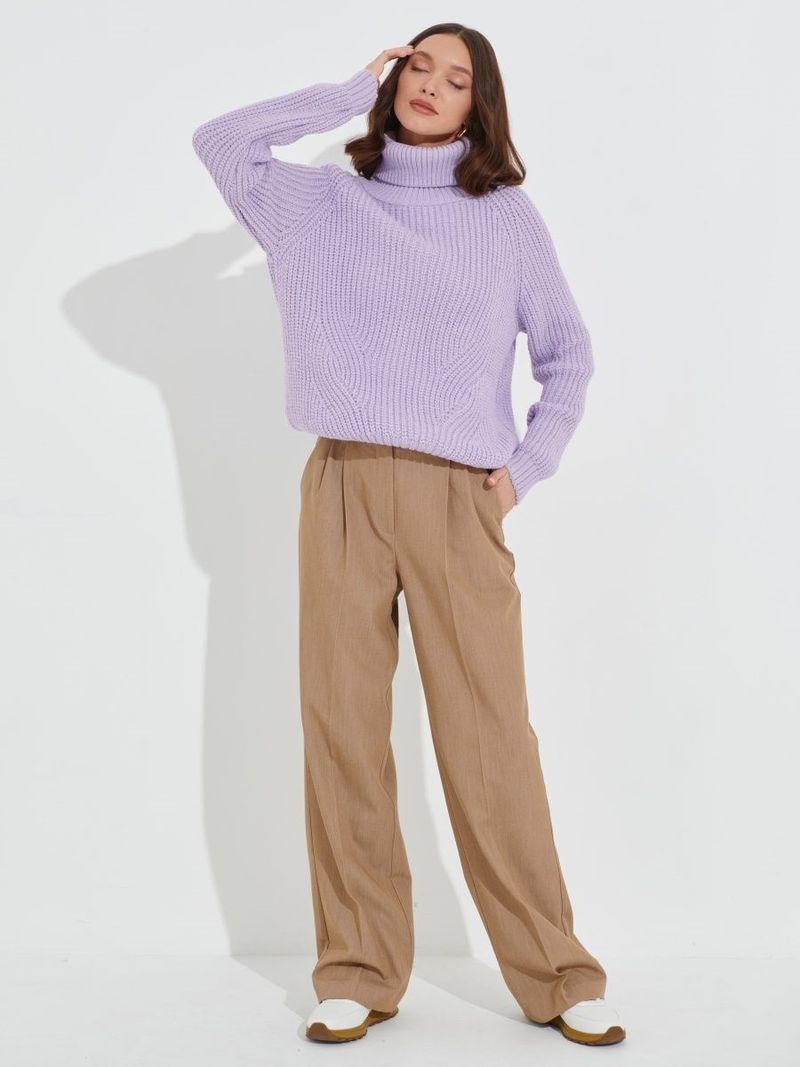 Maglione oversize da donna a collo alto in maglia – Pullover invernale spesso, tessuto acrilico morbido, maniche a spalla bassa, trendy e comodo per autunno e inverno_voghion.com