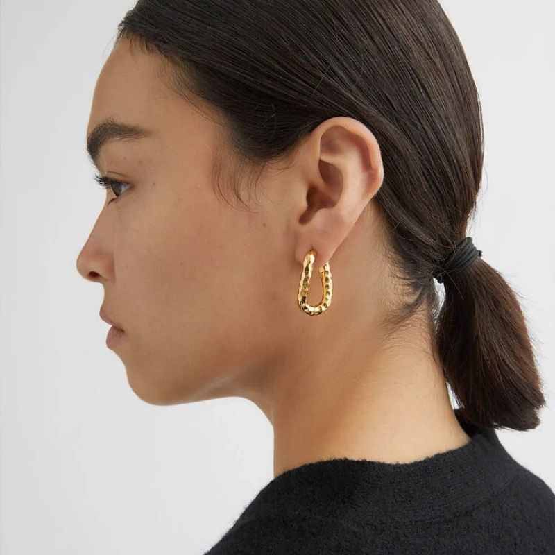 Boucles d'oreilles géométriques en U pour femme, en or et argent – Bijou minimaliste en laiton plaqué or 18 carats._voghion.com
