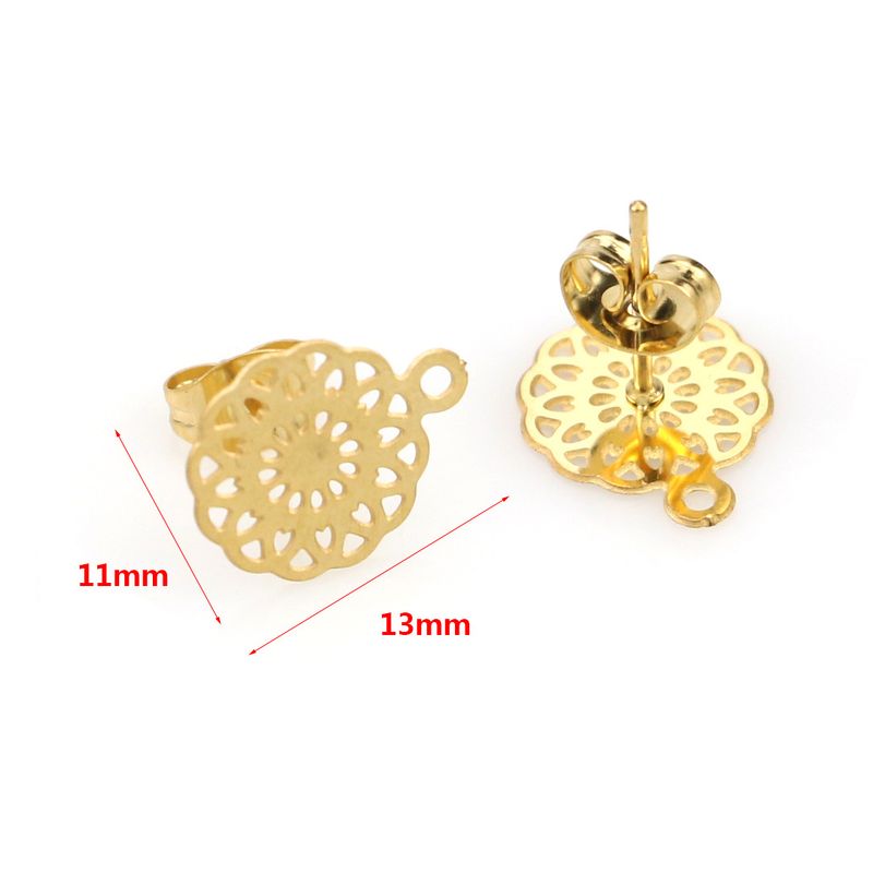 Accessori popolari in acciaio inossidabile 304, movimento centrale rotondo piatto cavo, perni e accessori per orecchini fai da te fatti a mano_voghion.com