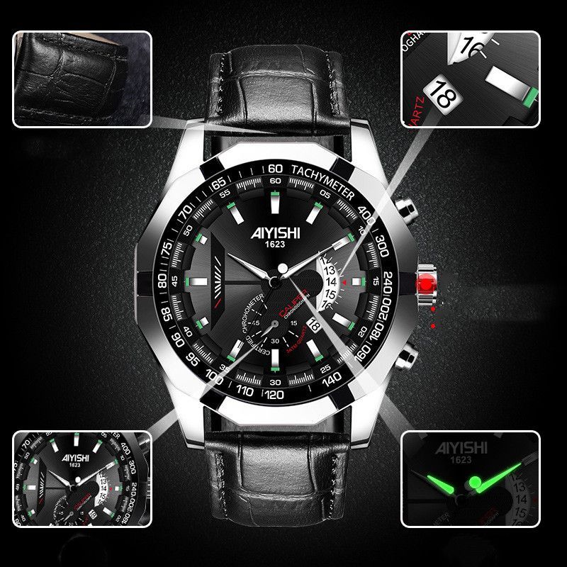 Luminous Waterproof Automatic Calendar Skeleton Watch_voghion.com