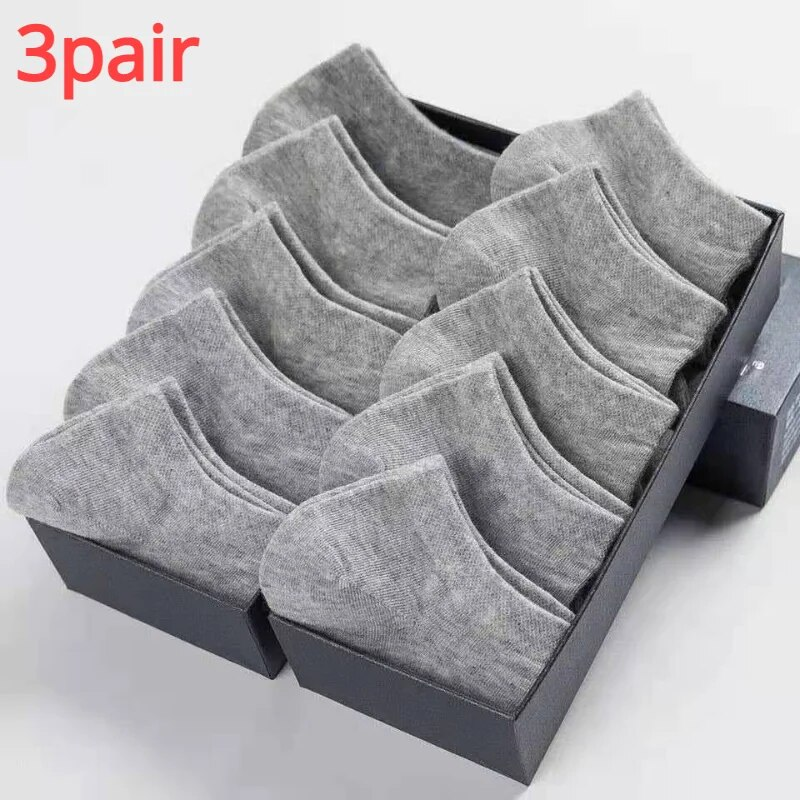 3 paires/lot court pour hommes femmes coupe basse respirant bateau chaussettes mâle été décontracté doux chaussette couleur unie noir blanc gris_voghion.com