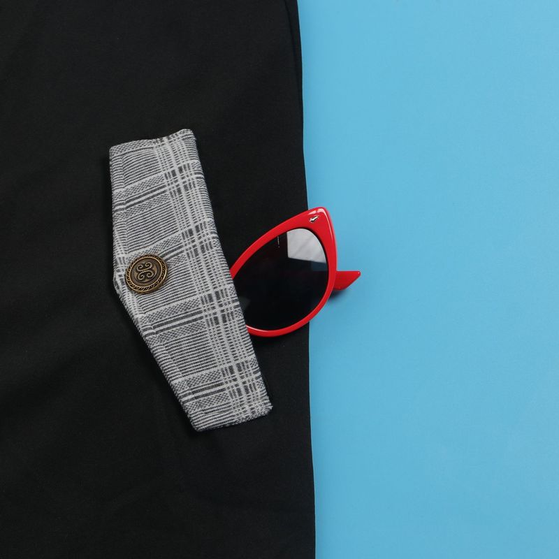 Abbigliamento da donna Slim Fit Maniche lunghe Piccolo collo alto Plaid Split Midi Gonna Set due pezzi_voghion.com