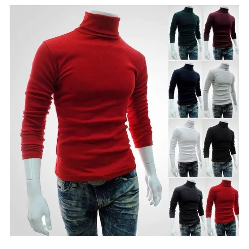 Männer Bottoming Top Herbst Schlank Warm Herbst Rollkragen Schwarz Pullover Kleidung Für Mann Baumwolle Gestrickte Pullover Männlich_voghion.com