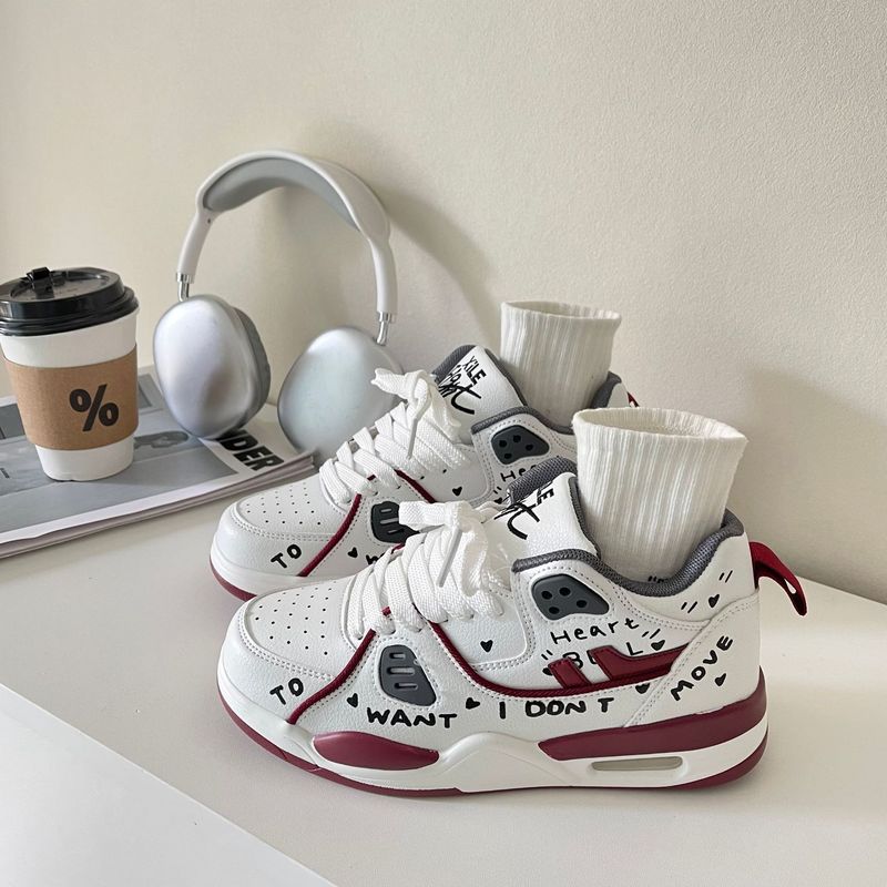 2025 Nuove scarpe da basket con cuscino in stile graffiti, modello coppia, scarpe da jogging unisex per studenti_voghion.com