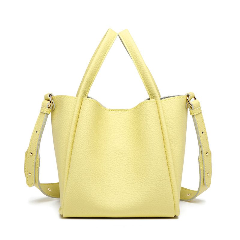 2025 Korean Style Fashion New Soft Leather Litchi Pattern Handbag Basket Niche Simple Versatile Crossbody Bag_voghion.com