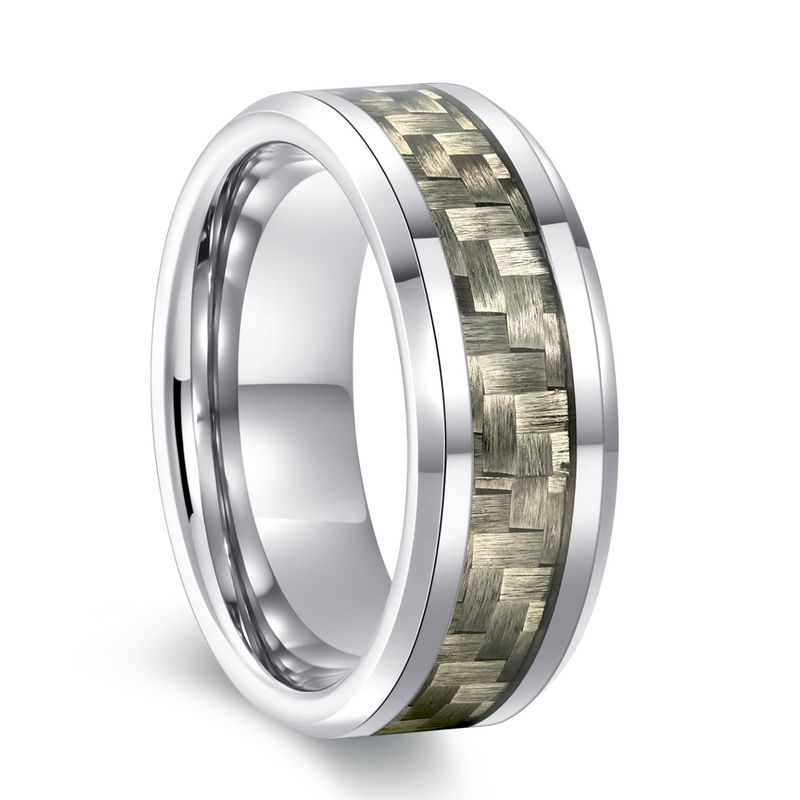 Anello alla moda da 8 mm di larghezza in tungsteno e fibra di carbonio per uomo in più colori_voghion.com