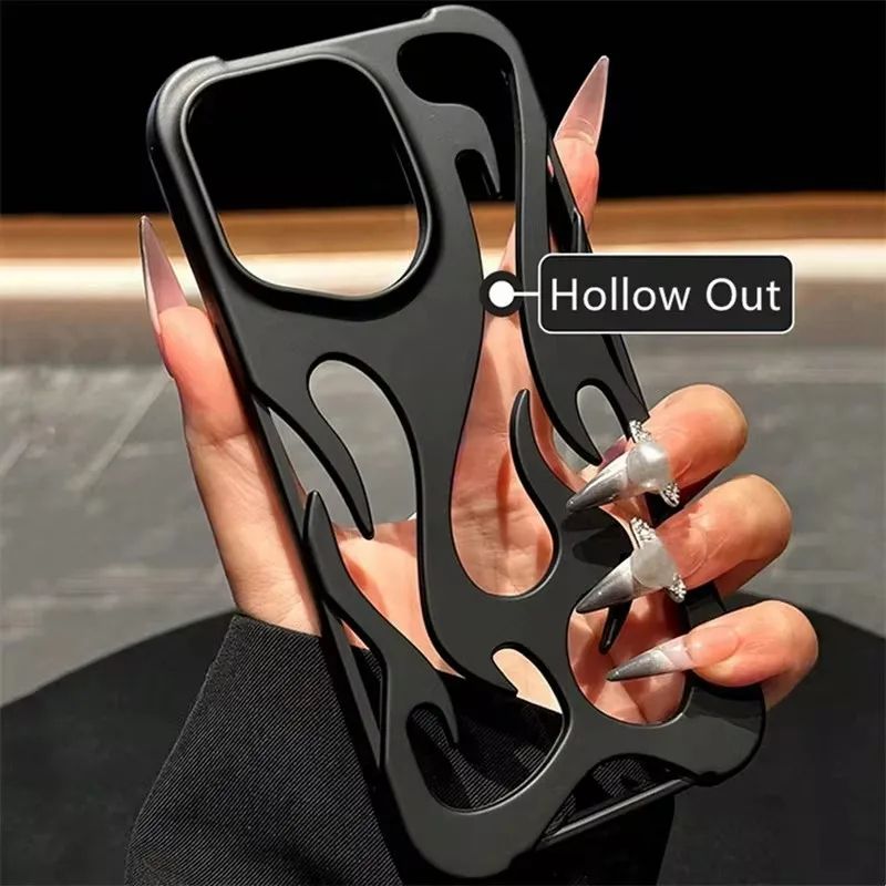 Futrola Hollow Fire Flame 13 12 11 s odvodnjom topline za iPhone 15 14 Pro Max 16 Plus, stražnja maska_voghion.com