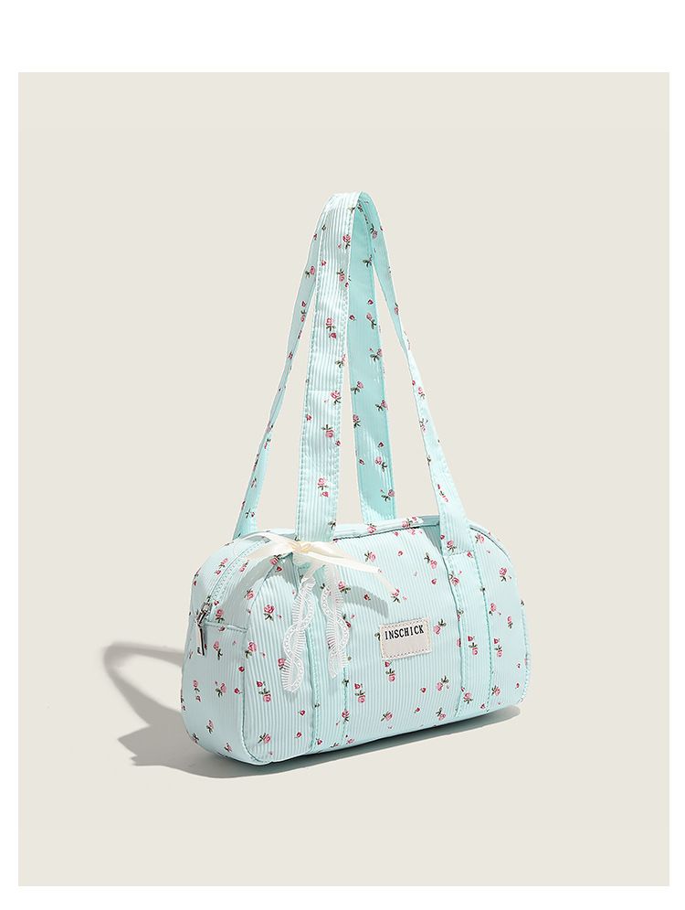 Borsa a tracolla bianca floreale da donna con grande capacità, da ascella, estiva 2024, coreana Boston_voghion.com