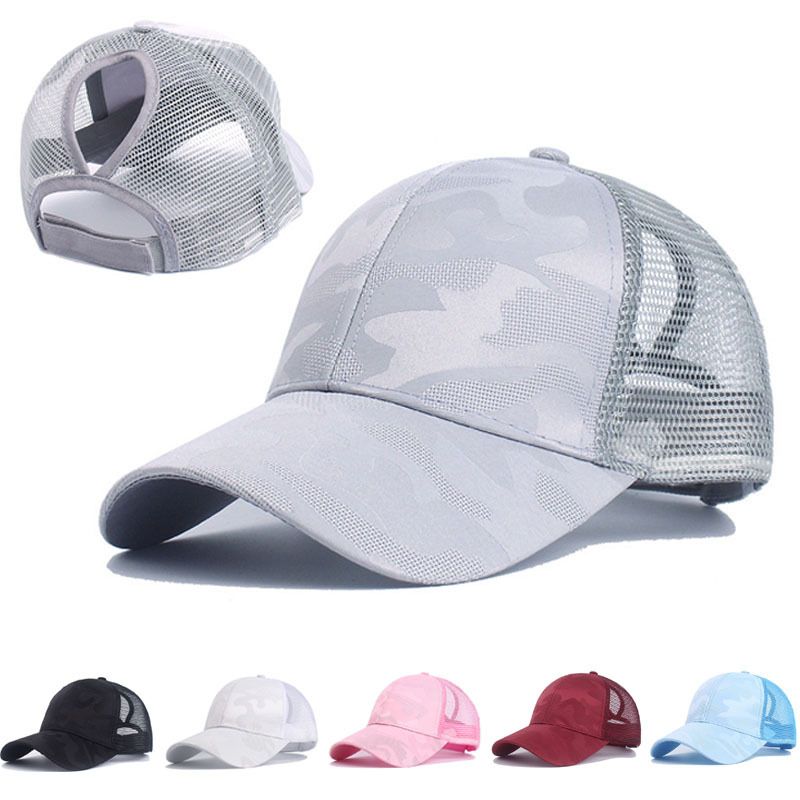 Women's Baseball Breathable Printed Ponytail Mesh Casual Versatile Sun Hat Summer Sunshade Duckbill Cap_voghion.com