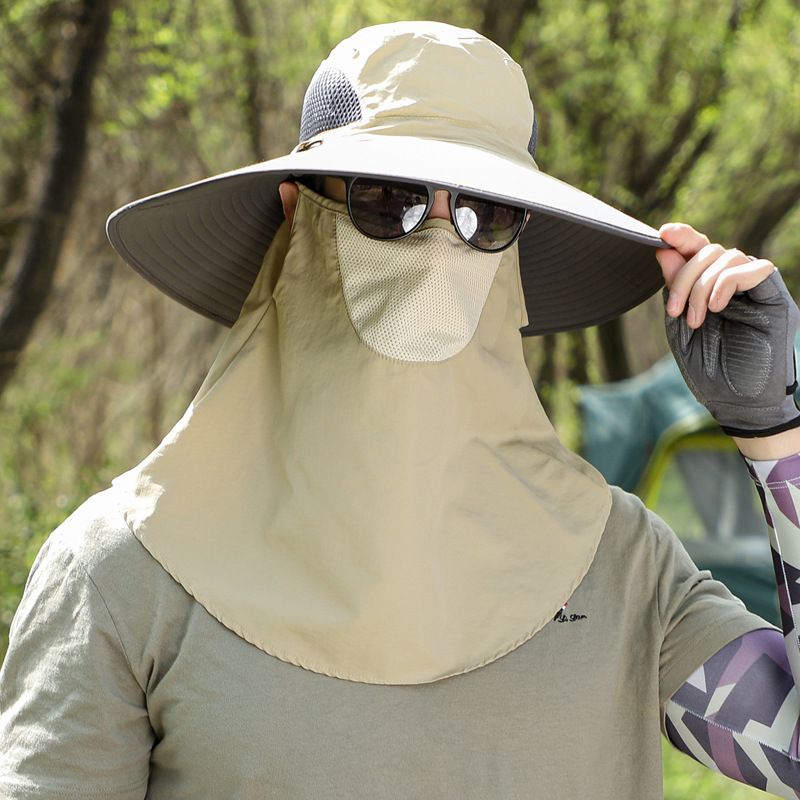 12CM Sun Protection Hat For Men To Cover Their Face Insect And Sand Proof Outdoor Hiking Large Brim Sun Protection Fisherman Hat For Women_voghion.com