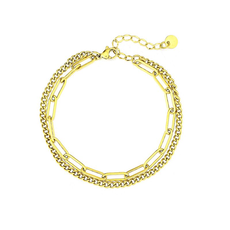 popular personalized trendy men's and women's double-layer chain stainless steel couple diy bracelet Yiwu small commodity_voghion.com