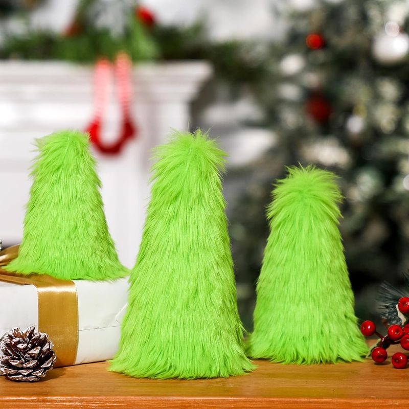 Party Supplies Christmas Day Christmas Atmosphere Green Plush Ornaments Christmas Tree Decoration Props_voghion.com