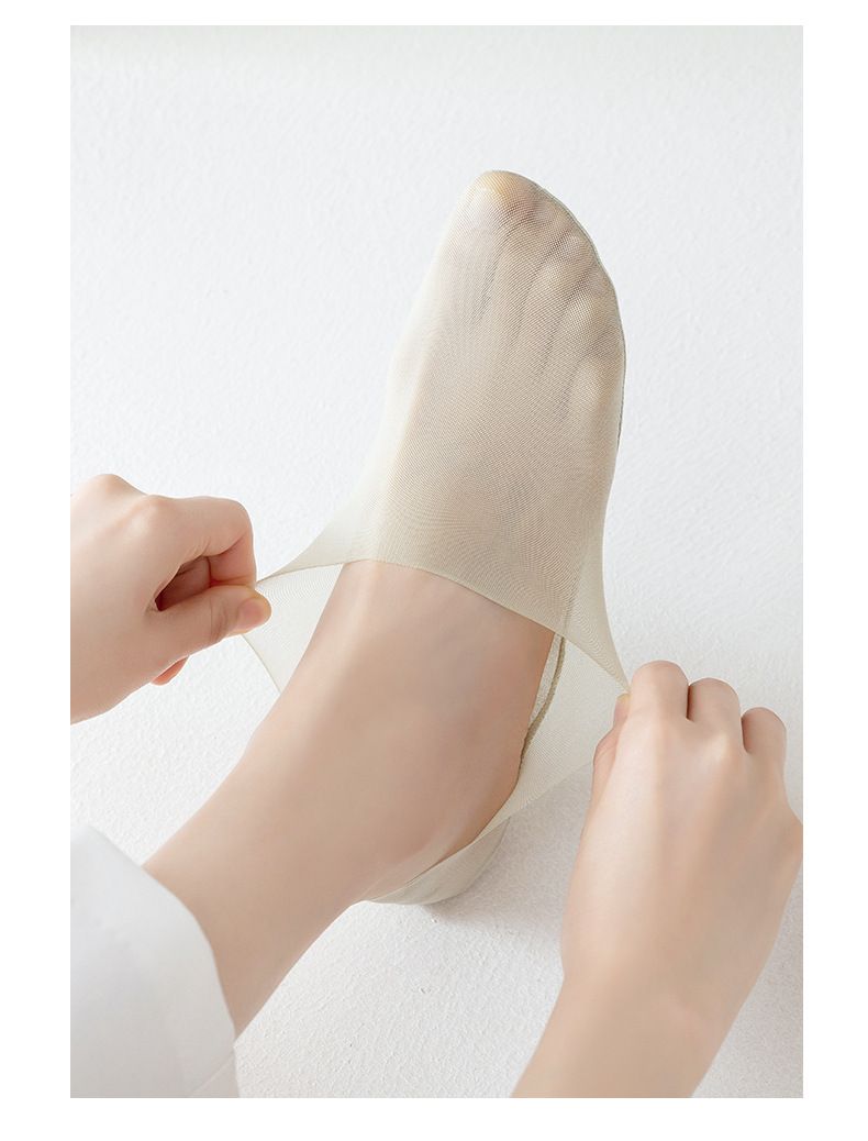 Summer thin ice silk socks women's mesh socks breathable solid color boat Socks seamless shallow mouth all-match socks women's invisible socks_voghion.com