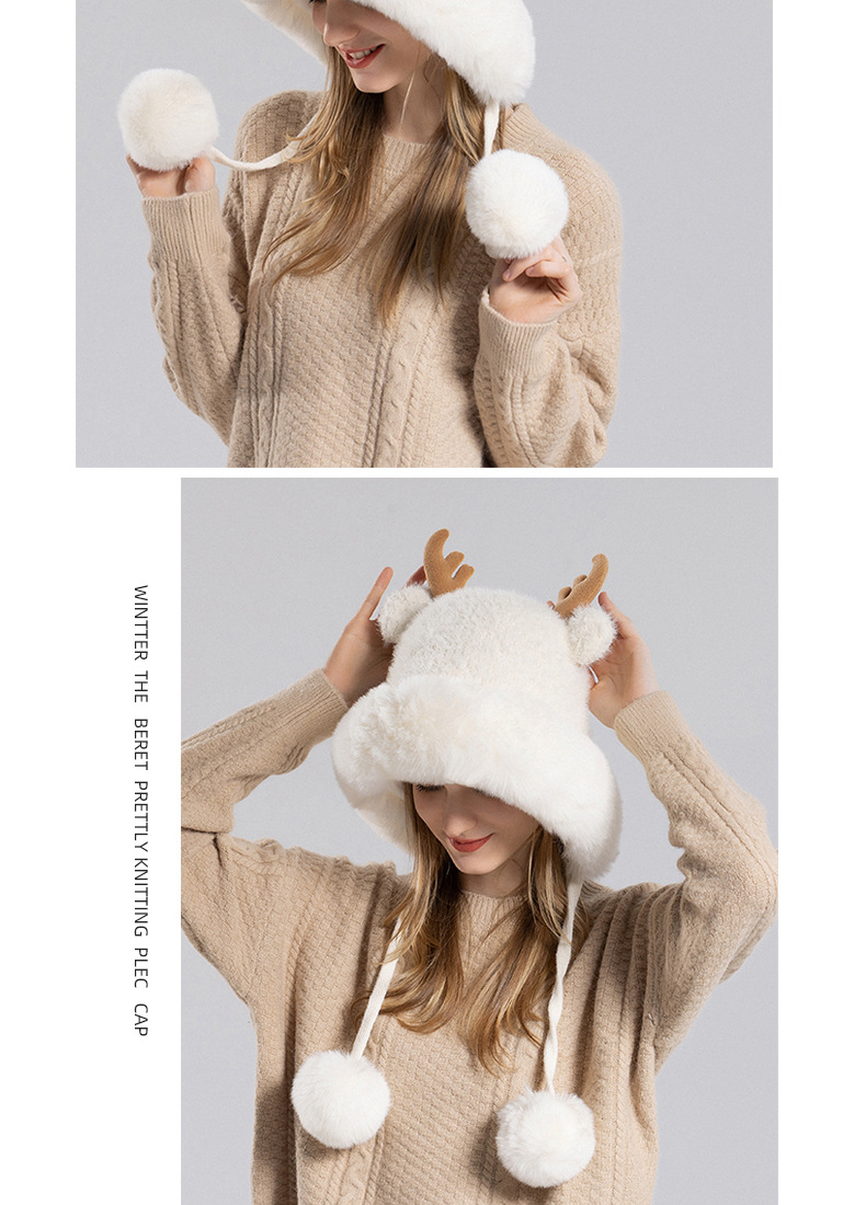 Cappello caldo da esterno Cappello invernale in lana per bambini Cappello in lana lavorata a maglia con corno di cervo Cappello di protezione per le orecchie alla moda Tendenza moda Versatile_voghion.com