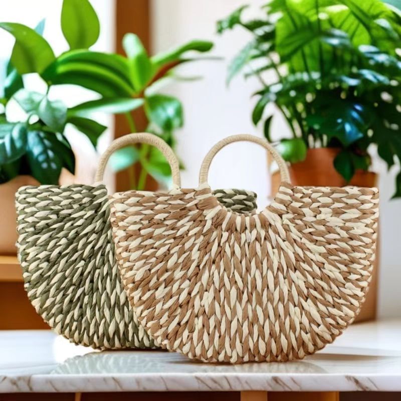 Nuova borsa da spiaggia in paglia versatile e di grande capacità da donna, borsa a mano in carta intrecciata_voghion.com