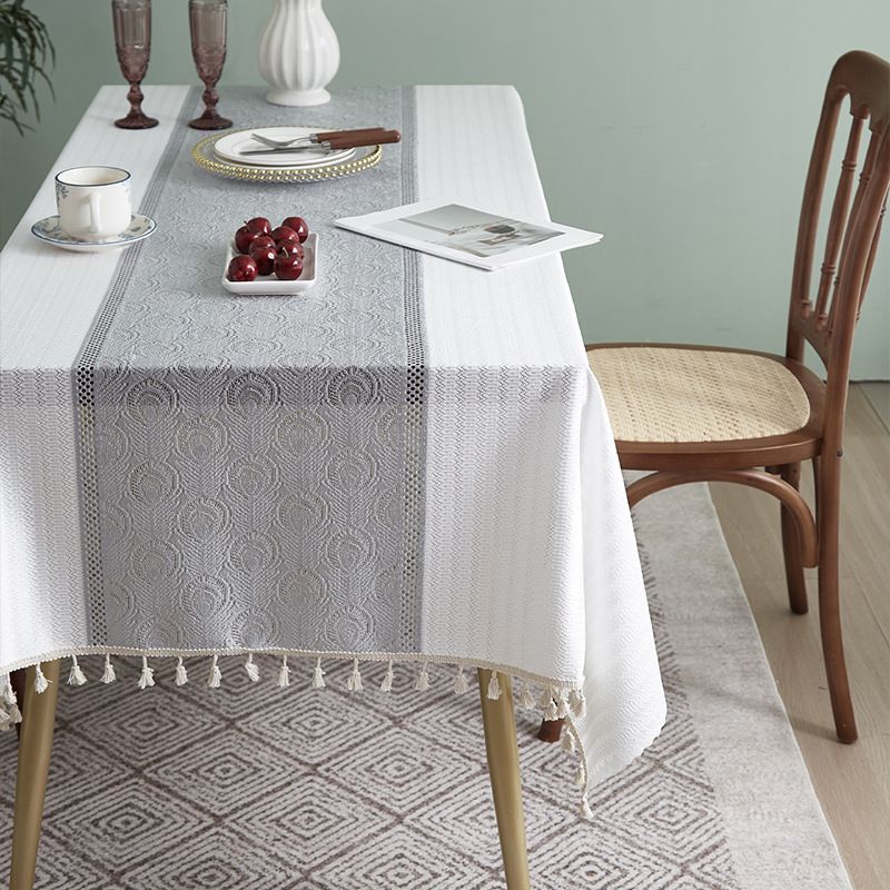 Tovaglia francese in cotone e lino, stile letterario, rettangolare, con cuciture, per tavolino da caffè, tovaglietta in pizzo di alta qualità, resistente allo sporco e alle pieghe._voghion.com
