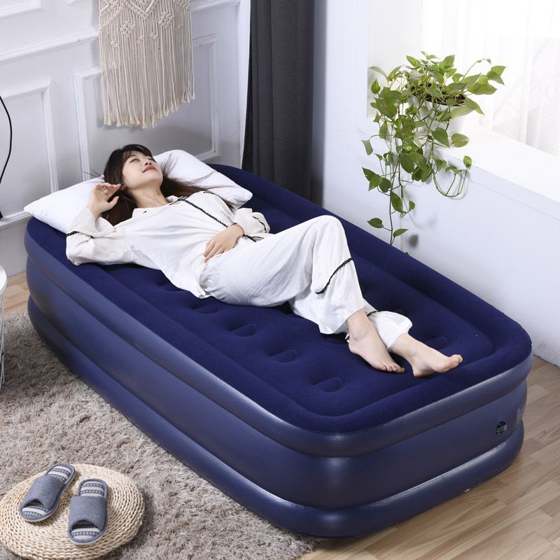 Travel Single Inflatable Thickened Home Outdoor Portable Folding Air Double Mattress Nap Bed_voghion.com