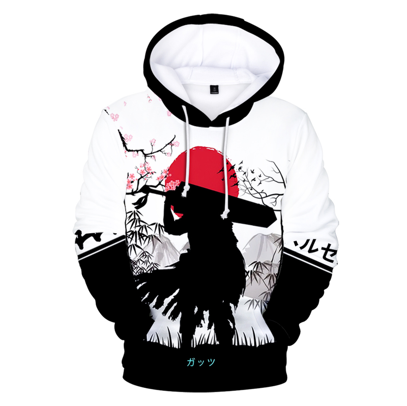 Felpe con cappuccio autunno 3D Comic Berserk Felpe da uomo Donna Pullover unisex Moda Felpa con cappuccio per bambini Casual Ragazzi Nero_voghion.com
