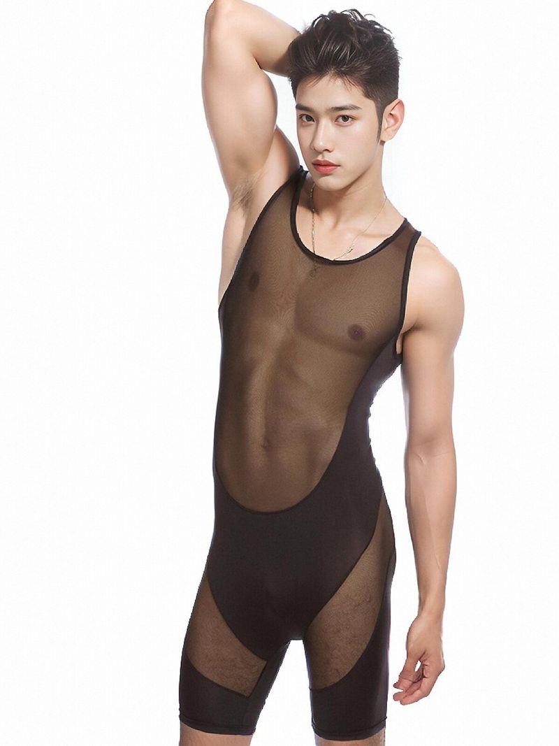 Intimo maschile completo in seta ghiacciata, filato di rete, sexy, sottile e trasparente, per ragazzi, sportivo, per adulti, intimo, moda gay_voghion.com