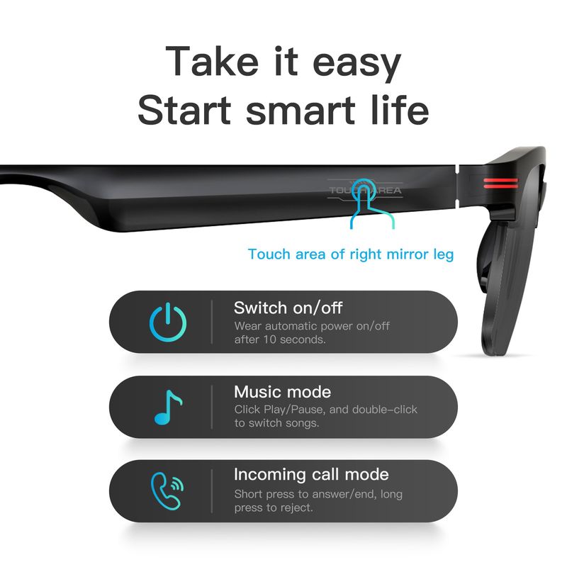 AI-Powered Bluetooth Smart Glasses With UV Protection, Music & Hands-Free Calls For Outdoor Activities_voghion.com