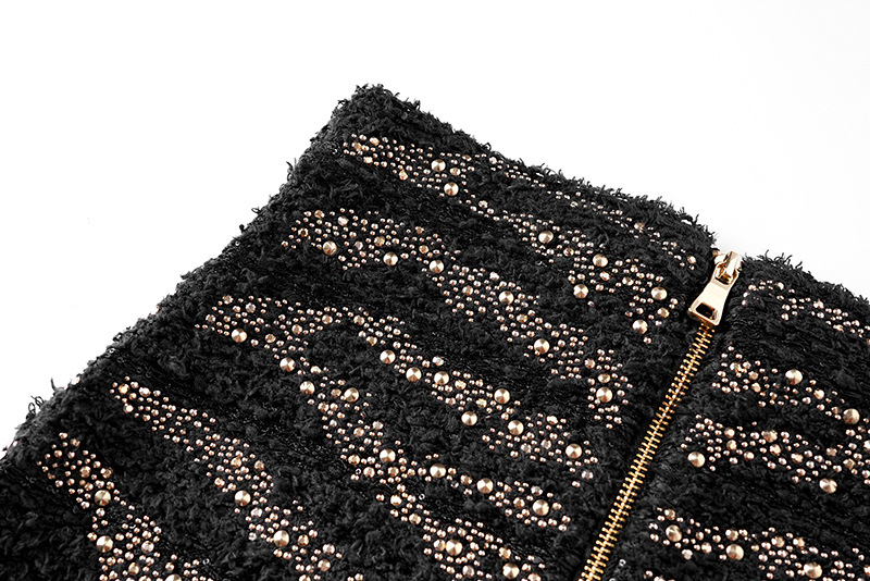 Ropa de mujer Otoño e invierno Moda de lana Chaqueta tipo cárdigan de diamantes calientes Abrigo Chaleco sin mangas Temperamento Falda de cadera Traje_voghion.com